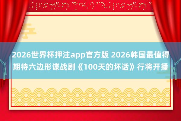 2026世界杯押注app官方版 2026韩国最值得期待六边形谍战剧《100天的坏话》行将开播
