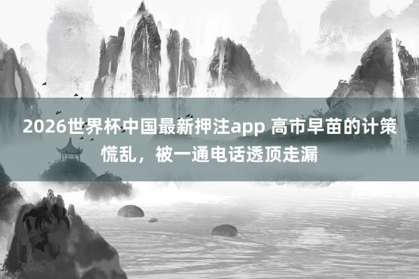 2026世界杯中国最新押注app 高市早苗的计策慌乱，被一通电话透顶走漏