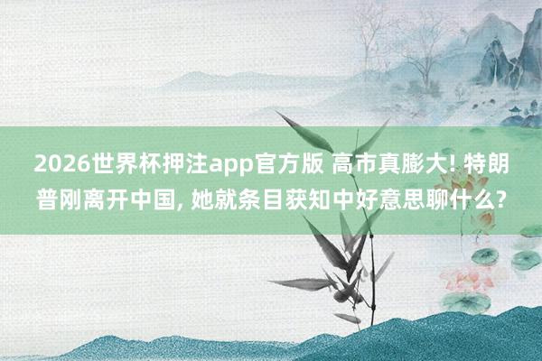 2026世界杯押注app官方版 高市真膨大! 特朗普刚离开中国， 她就条目获知中好意思聊什么?
