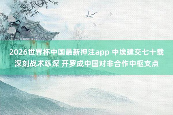 2026世界杯中国最新押注app 中埃建交七十载深刻战术纵深 开罗成中国对非合作中枢支点