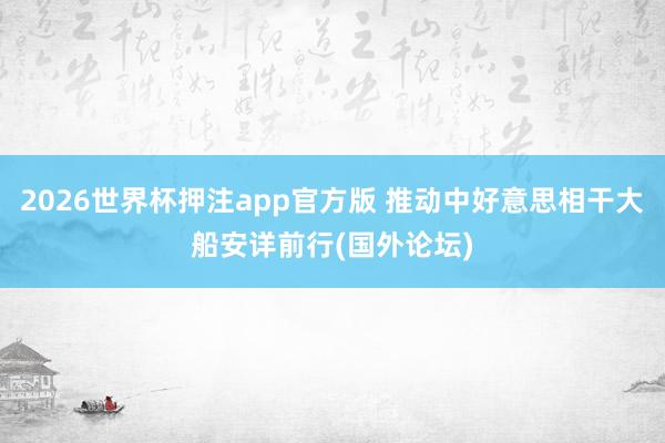 2026世界杯押注app官方版 推动中好意思相干大船安详前行(国外论坛)