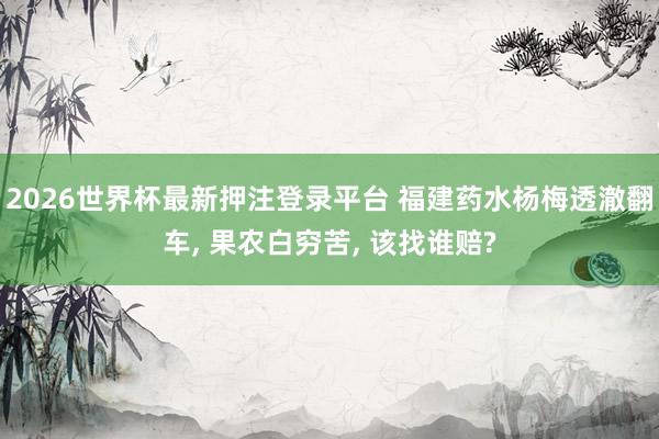 2026世界杯最新押注登录平台 福建药水杨梅透澈翻车， 果农白穷苦， 该找谁赔?
