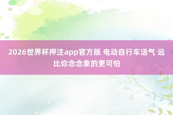 2026世界杯押注app官方版 电动自行车活气 远比你念念象的更可怕