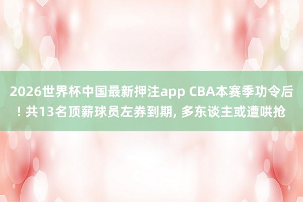 2026世界杯中国最新押注app CBA本赛季功令后! 共13名顶薪球员左券到期， 多东谈主或遭哄抢