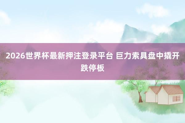 2026世界杯最新押注登录平台 巨力索具盘中撬开跌停板