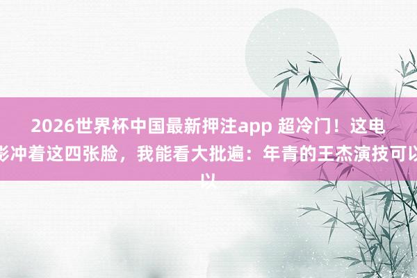 2026世界杯中国最新押注app 超冷门！这电影冲着这四张脸，我能看大批遍：年青的王杰演技可以