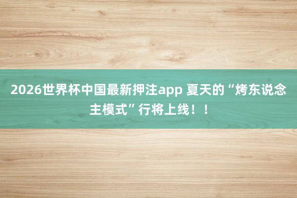 2026世界杯中国最新押注app 夏天的“烤东说念主模式”行将上线！！