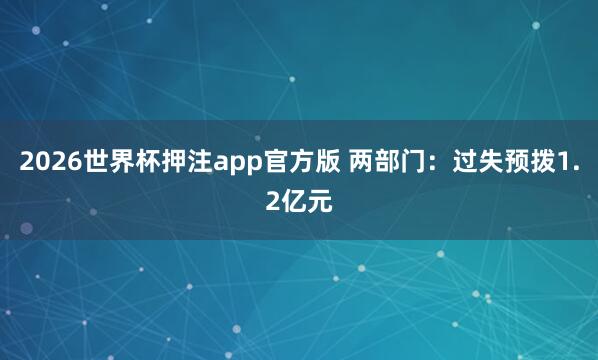 2026世界杯押注app官方版 两部门：过失预拨1.2亿元