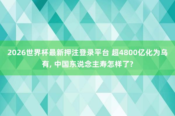 2026世界杯最新押注登录平台 超4800亿化为乌有， 中国东说念主寿怎样了?