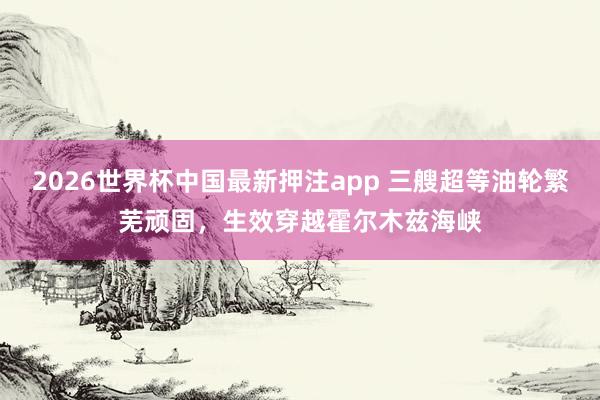 2026世界杯中国最新押注app 三艘超等油轮繁芜顽固，生效穿越霍尔木兹海峡