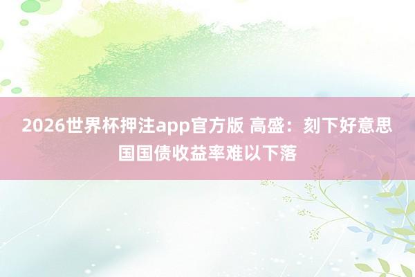 2026世界杯押注app官方版 高盛：刻下好意思国国债收益率难以下落