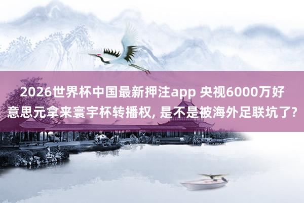 2026世界杯中国最新押注app 央视6000万好意思元拿来寰宇杯转播权， 是不是被海外足联坑了?