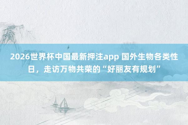 2026世界杯中国最新押注app 国外生物各类性日，走访万物共荣的“好丽友有规划”