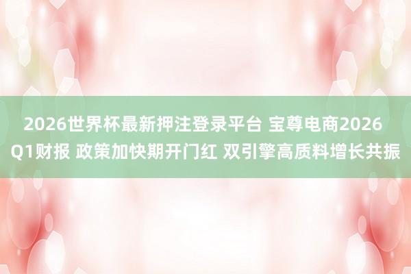 2026世界杯最新押注登录平台 宝尊电商2026 Q1财报 政策加快期开门红 双引擎高质料增长共振