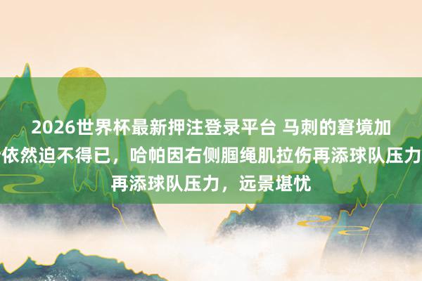 2026世界杯最新押注登录平台 马刺的窘境加剧，福克斯依然迫不得已，哈帕因右侧腘绳肌拉伤再添球队压力，远景堪忧
