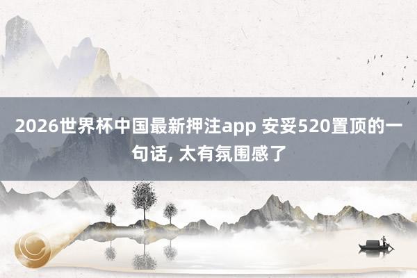 2026世界杯中国最新押注app 安妥520置顶的一句话， 太有氛围感了