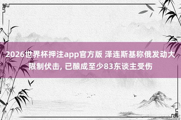 2026世界杯押注app官方版 泽连斯基称俄发动大限制伏击， 已酿成至少83东谈主受伤