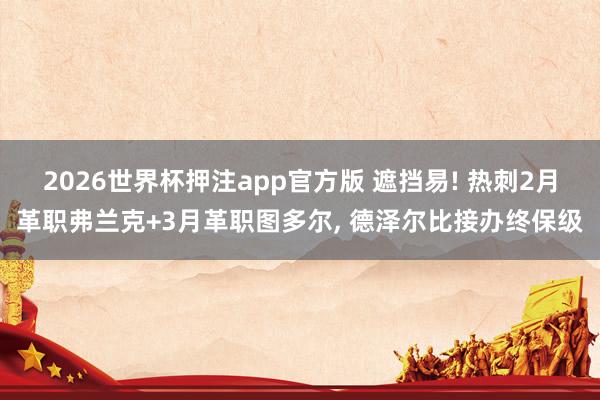2026世界杯押注app官方版 遮挡易! 热刺2月革职弗兰克+3月革职图多尔， 德泽尔比接办终保级