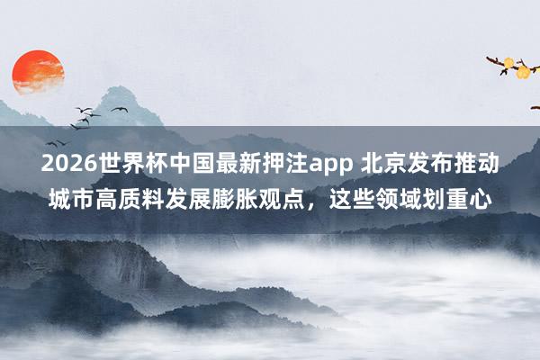 2026世界杯中国最新押注app 北京发布推动城市高质料发展膨胀观点，这些领域划重心