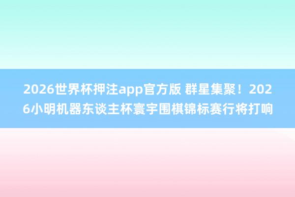 2026世界杯押注app官方版 群星集聚！2026小明机器东谈主杯寰宇围棋锦标赛行将打响