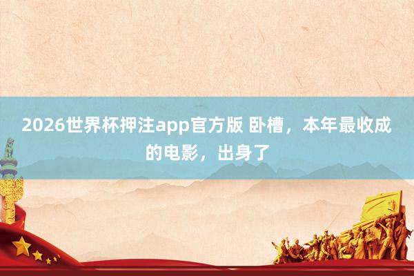 2026世界杯押注app官方版 卧槽，本年最收成的电影，出身了