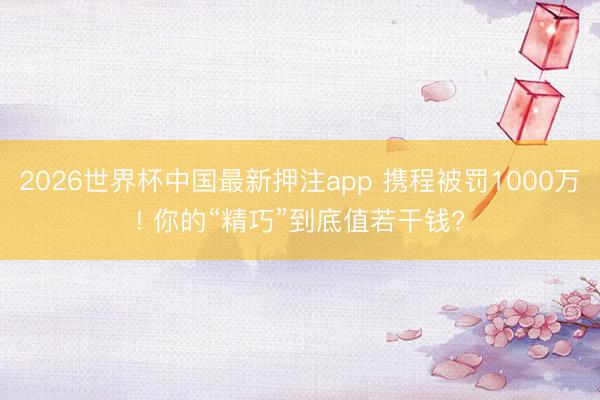 2026世界杯中国最新押注app 携程被罚1000万! 你的“精巧”到底值若干钱?
