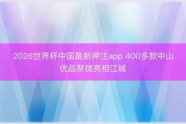 2026世界杯中国最新押注app 400多款中山优品聚拢亮相江城